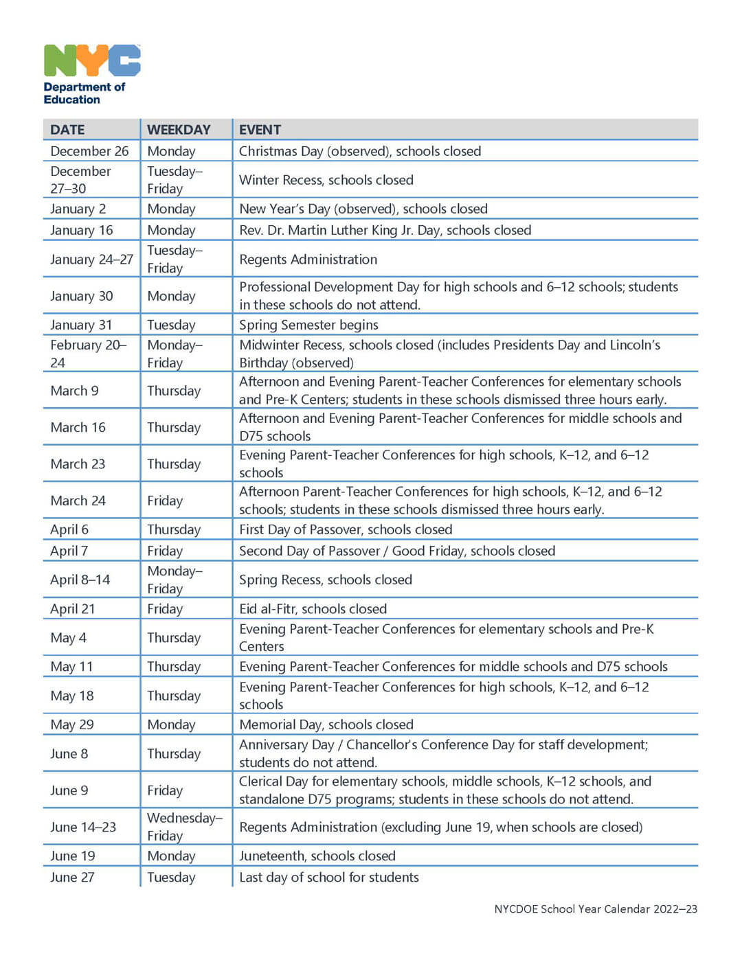 2023 Calendar Nyc Doe John Ericsson Doe Calendar